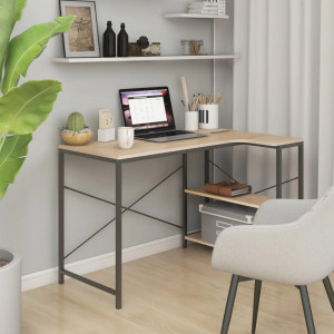 Birou de computer, negru/stejar, 110x72x70 cm, lemn prelucrat - V30215V - Img 2