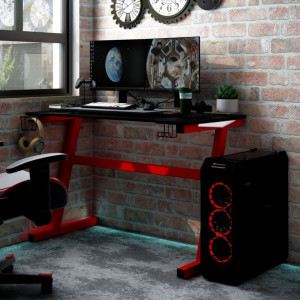 Birou de gaming cu picioare formă Z, negru, 110x60x75 cm, LED - V325420V - Img 2