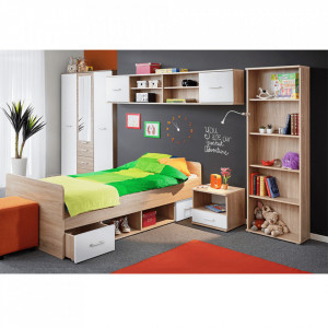 Birou, măsuţă, masă PC, alb şi sonoma, 104 cm - TP83799 - Img 2