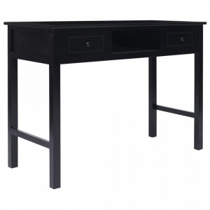 Birou, negru, 108x45x76 cm, lemn masiv de paulownia - V338538V - Img 2