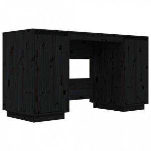 Birou, negru, 140x50x75 cm, lemn masiv de pin - V814328V