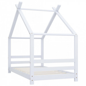 Cadru pat de copii, alb, 80 x 160 cm, lemn masiv de pin - V289611V - Img 2
