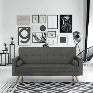 Canapea extensibilă, material gri, 186x75x89 cm - TP227595 - Img 18