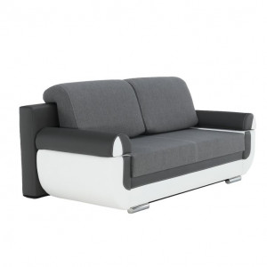Canapea, piele ecologică alba+gri/material textil gri, 204x89x90 cm - TP88081 - Img 5