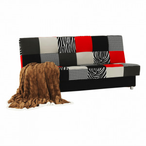 Canapea, textil roşu/gri/negru, 195x90x90 cm - TP69563 - Img 7