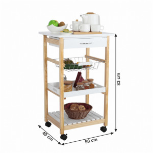 Carucior de servire, alb/natural, 50x40x83 cm - TP255861 - Img 9
