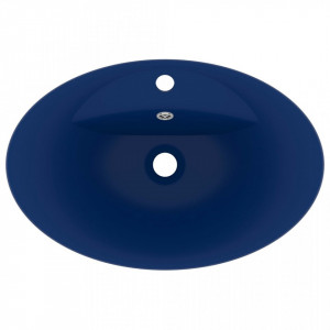 Chiuvetă lux preaplin albastru mat 58,5x39 cm ceramică oval - V146935V - Img 4