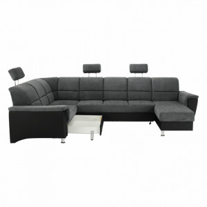 Colţar, piele eco neagră/textil gri închis, stânga - TP149897 - Img 12