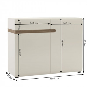 Comodă 109,5x42x86,5 cm, alb lucios și sonoma truflu - TP22319 - Img 6