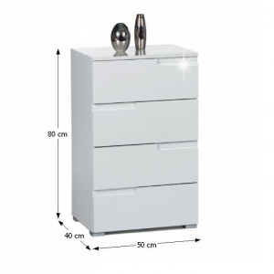 Comodă 4 sertare,50x80x40 cm, alb lucios - TP107542 - Img 2