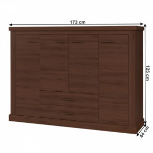 Comodă cu 2 sertare și 3 dulapuri, maro, 173x44x125 cm - TP264721 - Img 2