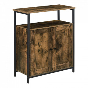 Comoda cu 2 usi 79 x 60 x 30 cm efect lemn nuanta inchisa - P77015989 - Img 2