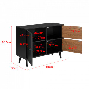 Comoda cu 3 usi negru/efect lemn nuanta inchisa - P76973410 - Img 4