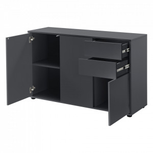 Comoda cu 3 usi si 2 sertare, 74 x 117 x 36 cm, gri inchis mat - P71488100 - Img 3