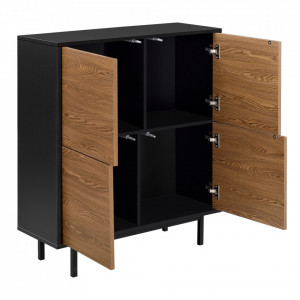 Comoda cu 4 usi, 93 x 80 x 30 cm negru/efect lemn nuanta inchisa - P76973408 - Img 3
