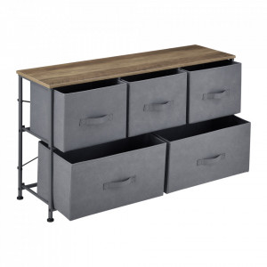 Comoda cu 5 sertare gri/efect lemn - P66829636 - Img 3