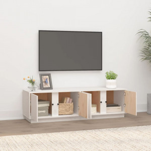 Comodă TV, alb, 140x40x40 cm, lemn masiv de pin - V814460V - Img 3