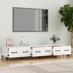 Comodă TV, alb extralucios, 150x34,5x30 cm, lemn prelucrat - V812651V - Img 3