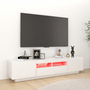 Comodă TV cu lumini LED, alb extra lucios, 180x35x40 cm - V3081903V - Img 3