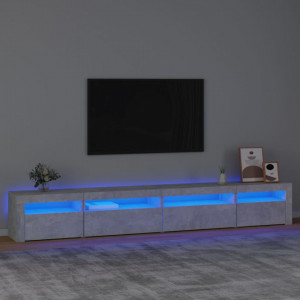 Comodă TV cu lumini LED, gri beton, 270x35x40 cm - V3152749V - Img 2