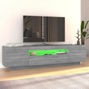Comodă TV cu lumini LED, gri sonoma, 160x35x40 cm - V815727V - Img 3