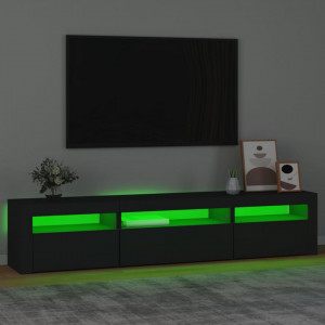 Comodă TV cu lumini LED, negru, 195x35x40 cm - V3152739V - Img 4