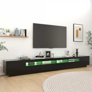 Comodă TV cu lumini LED, negru, 300x35x40 cm - V3081925V - Img 4