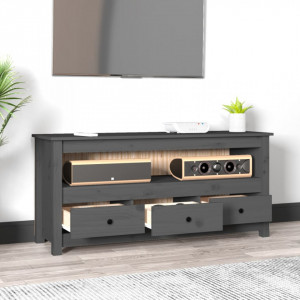 Comodă TV, gri, 114x35x52 cm, lemn masiv de pin - V821504V - Img 3