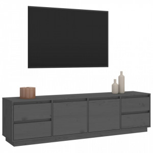 Comodă TV, gri, 176x37x47,5 cm, lemn masiv de pin - V814321V - Img 4