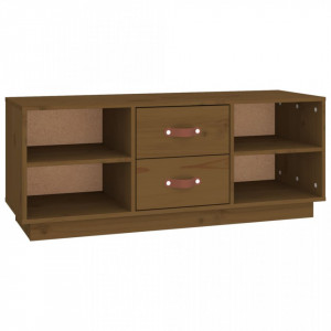 Comodă TV, maro miere, 100x34x40 cm, lemn masiv de pin - V818228V - Img 1