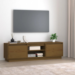 Comodă TV, maro miere, 140x35x40 cm, lemn masiv de pin - V814317V - Img 2