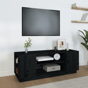 Comodă TV, negru, 110x35x40,5 cm, lemn masiv de pin - V814413V - Img 2
