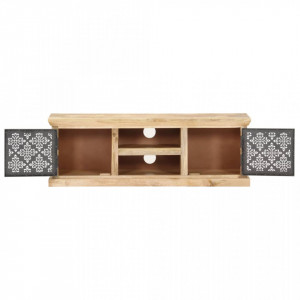 Comoda TV, usi de otel, 120 x 30 x 40 cm, lemn masiv de mango - V289095V - Img 4