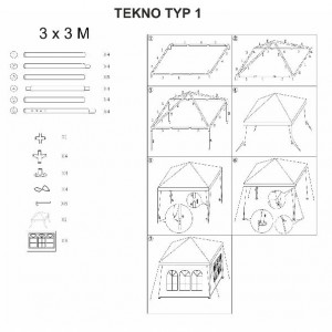Cort de grădină pentru petreceri, alb, 3x3 m - TP253460 - Img 9