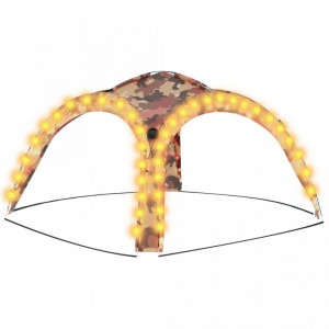 Cort de petrecere cu LED și 4 pereți, camuflaj, 3,6x3,6x2,3 m - V93078V
