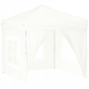 Cort pliabil pentru petrecere, cu pereți laterali, alb, 2x2 m - V93503V
