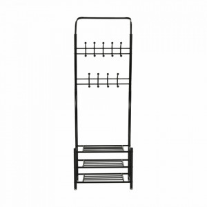 Cuier hol metalic, negru, 66x30x190 cm - TP234463 - Img 12