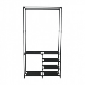 Cuier multifuncţional cu rafturi, 84x44x158 cm, negru - TP275329 - Img 3