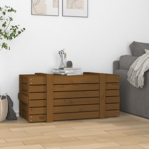 Cutie de depozitare, maro miere, 91x40,5x42 cm, lemn masiv pin - V825001V - Img 3