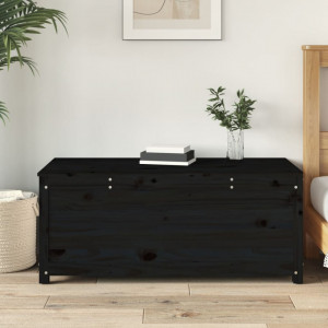 Cutie de depozitare, negru, 110x50x45,5 cm, lemn masiv de pin - V823543V - Img 3