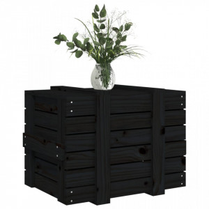 Cutie de depozitare, negru, 58x40,5x42 cm, lemn masiv de pin - V824997V - Img 4