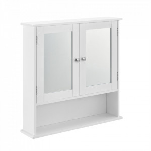 Dulap baie Beatrice, 58 x 56 x 13 cm, placa MDF, lacuit, alb, montabil pe perete - P57498336