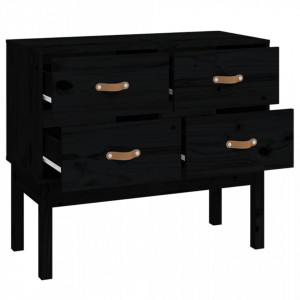 Dulap consolă, Negru, 90x40x78 cm, lemn masiv de pin - V821743V - Img 4