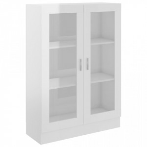 Dulap cu vitrina, alb extralucios, 82,5 x 30,5 x 115 cm, PAL - V802756V - Img 2