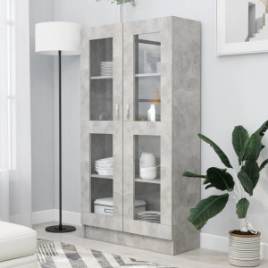 Dulap cu vitrina, gri beton, 82,5 x 30,5 x 150 cm, PAL - V802763V