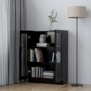 Dulap cu vitrina, negru, 82,5 x 30,5 x 115 cm, PAL - V802751V - Img 3