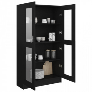 Dulap cu vitrina, negru, 82,5 x 30,5 x 150 cm, PAL - V802760V - Img 4