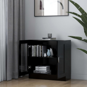 Dulap cu vitrina, negru, 82,5 x 30,5 x 80 cm, PAL - V802742V - Img 3