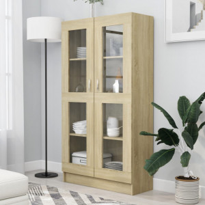 Dulap cu vitrina, stejar Sonoma, 82,5 x 30,5 x 150 cm, PAL - V802762V