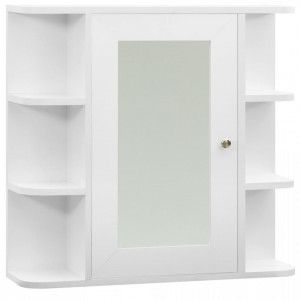 Dulap de baie cu oglinda, alb, 66 x 17 x 63 cm, MDF - V323601V - Img 2